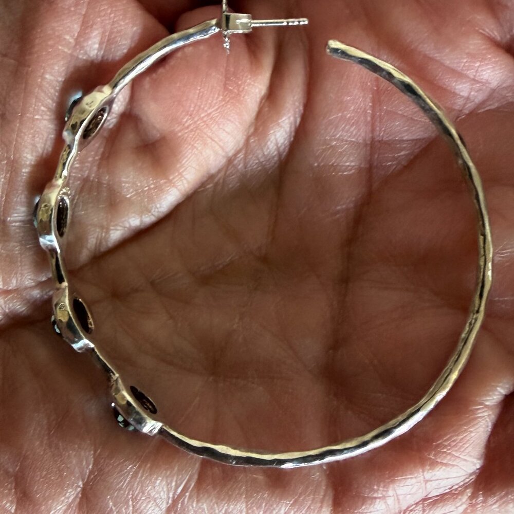 Ippolita Sterling Topaz Silver Large Hammered Hoop - Picture 11 of 12